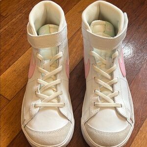 Nike White and Pink High-Top Sneakers